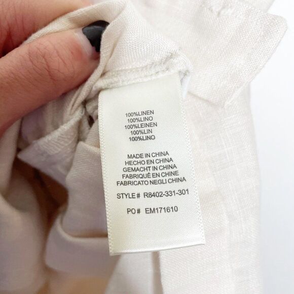 Anthropologie Cloth & Stone Linen Romper Button Down Short Sleeve Beige Size S - Picture 7 of 7